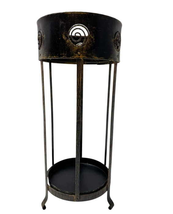 Vienna Secession Patinated Metal Umbrella Stand, 1900s